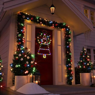 Різдвяні гірлянди Moxled на батарейках, світлодіодні гірлянди для сходів з таймером, 8 режимів, водонепроникні для різдвяних прикрас у приміщенні та на вулиці (різнокольорові, 61 см)