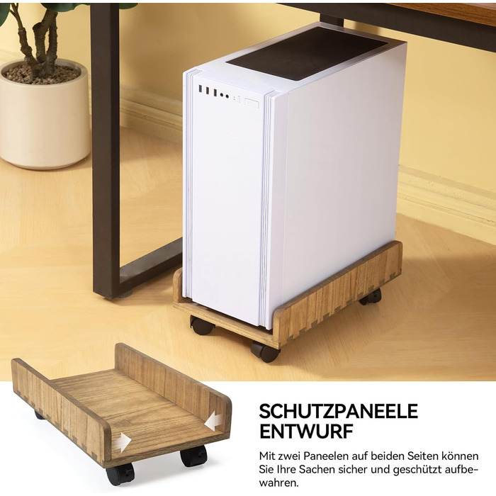 Підставка для CPU KIRIGEN, мобільний візок для ПК ATX, корпус комп'ютера, мобільний візок з колесами (темно-коричневий)