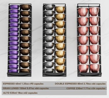 Тримач для капсул Vertuo/Nespresso (90 шт.) - металевий, чорний