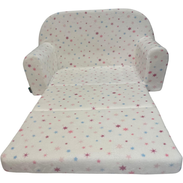 Дитячий розкладний диван FORTISLINE Mini 2в1, 40x78x45 см, для дітей, зі знімним чохлом, поролоновий, мотив Кошеня, плюш зірки