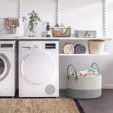 Кошик для постільної білизни 32L, плетені, бавовна, мотузка, складний, для дому (колір: коричневий, сірий 40 x 25 см)