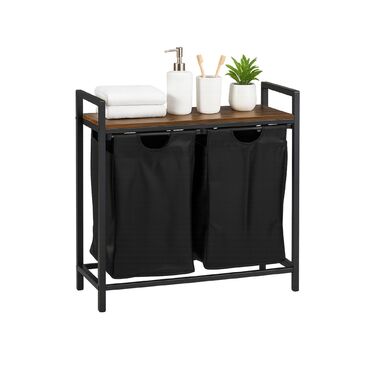 Кошик для білизни Relaxdays з двома відділеннями та полицею