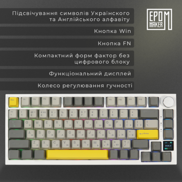 Клавіатура механічна бездротова EPOMAKER AK820 Pro Flying Fish White (AK820-PRO-W-FF)