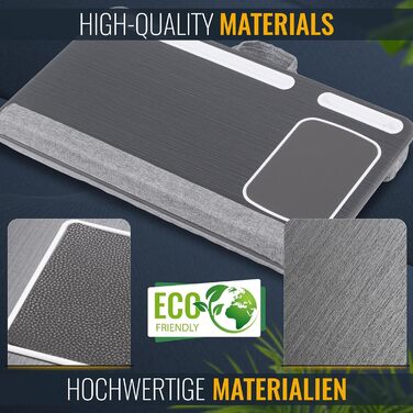 Підставка для ноутбука Ricoo з подушкою XXL, бамбукова підставка для laptop, стіл для ліжка/софи, з підкладкою для миші (LA0035, антрацит)