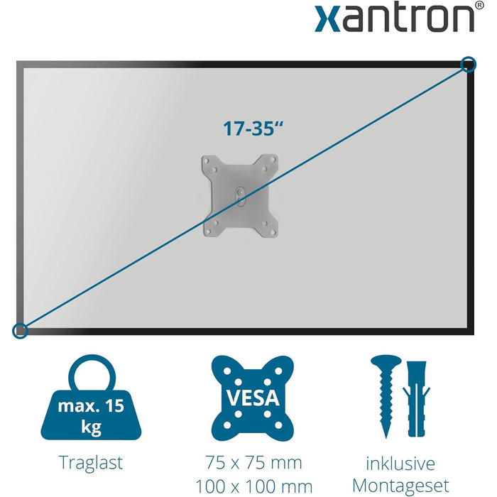 Кріплення для монітора Xantron PRO-GS100 - регульоване, для моніторів 17-35 дюймів, VESA 75x75/100x100, з Quick Release, для будь-якого столу