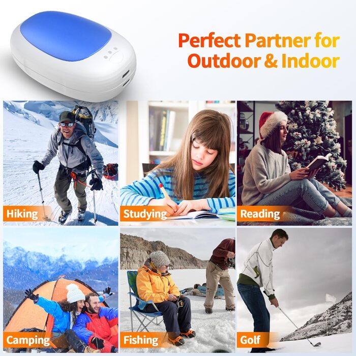 Електричні грілки для рук 2 шт. з 3 режимами нагріву, багаторазові, портативні, для дітей, чоловіків, жінок, подарунок (блакитні)