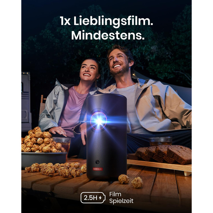 NEBULA Capsule 3 Laser GTV: Міні-проектор з лазером, 1080p, 300 ANSI Lumen, Wi-Fi, Dolby Digital, Автофокус, 120 дюймів, 2.5 години роботи від акумулятора