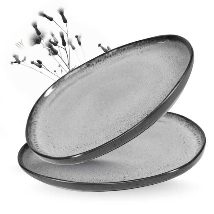 Moritz & Moritz ORGANIC: Набір посуду на 12 осіб (36 предметів) - елегантний набір з високоякісного кераміки (сірий)