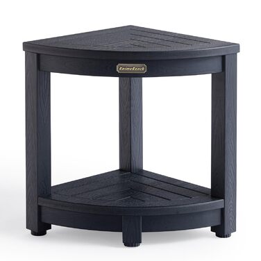 Крісло для душу Eck-Duschhocker, водонепроникне, з полівудного дерева, для ванної кімнати, стілець для душу, стілець для душу з регульованими ніжками, неслизький, білий (чорний)