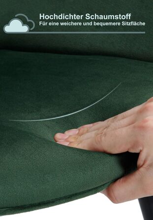 Набір з 2 стільців Woltu Esszimmerstühle: м'які крісла з підлокітниками для кухні, вітальні, обідньої кімнати, зелений велюр, металеві ніжки