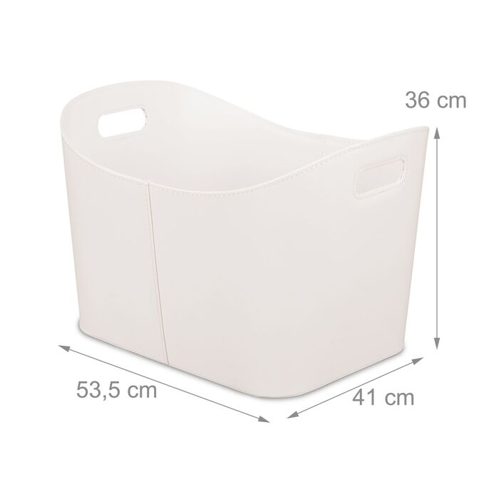 Кошик для зберігання з дерева кольору слонової кістки Relaxdays з штучної шкіри