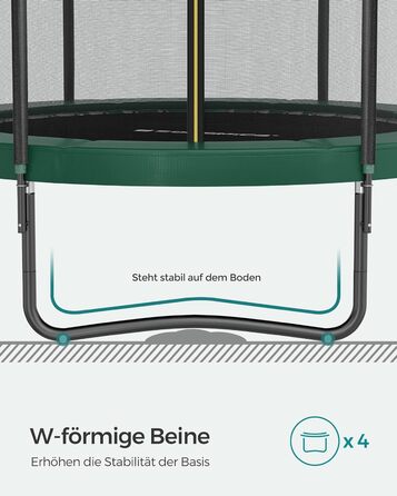 Батут SONGMICS садовий Ø366 см з захисною сіткою та драбиною, чорно-зелений