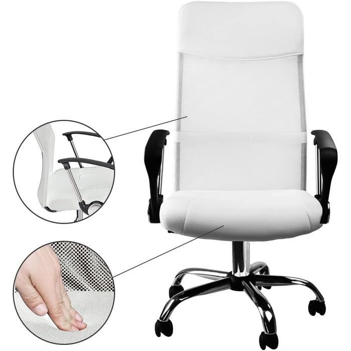 Офісне крісло Casaria Ergo, висота сидіння 46-60 см, функція гойдання, поперековий та підголовник