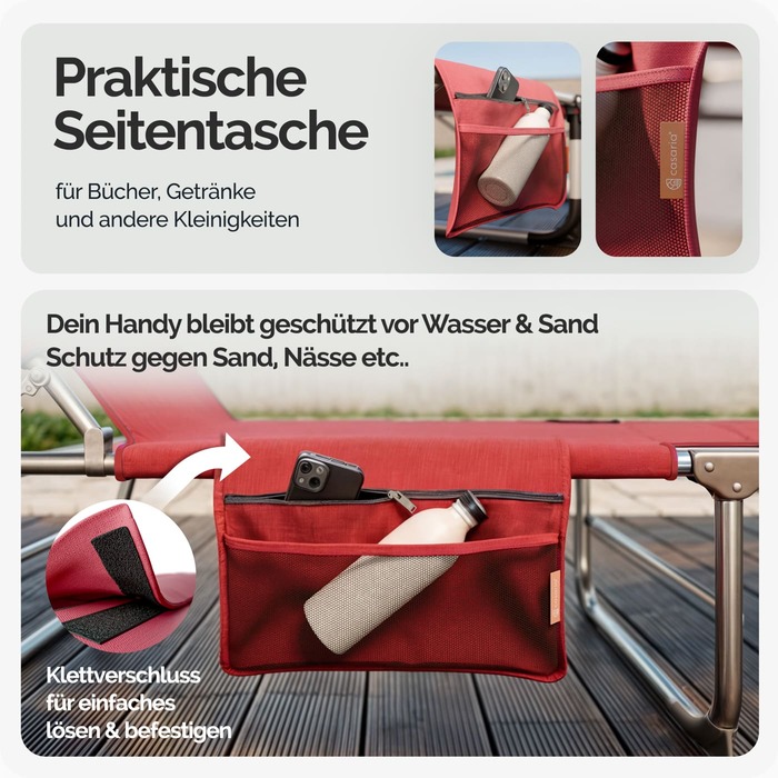 Шезлонг Ibiza Ruby Red 190x59x29см Alu Sun Canopy