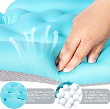 Подушка для ванни Ganzk?rper з неслизьким дном, м'який матеріал, для дорослих та гарячих джерел (блакитний)