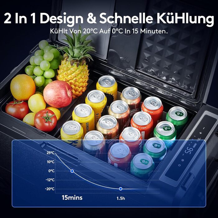 Автомобільний компресорний холодильник AAOBOSI 38л: Електричний охолоджувач для авто, кемпінгу, риболовлі (-20°C/+20°C), 12/24V/230V, USB