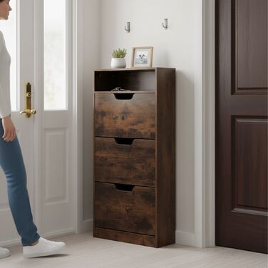 Взуттєва шафа Relaxdays з відкидною дверцями та відкритою полицею