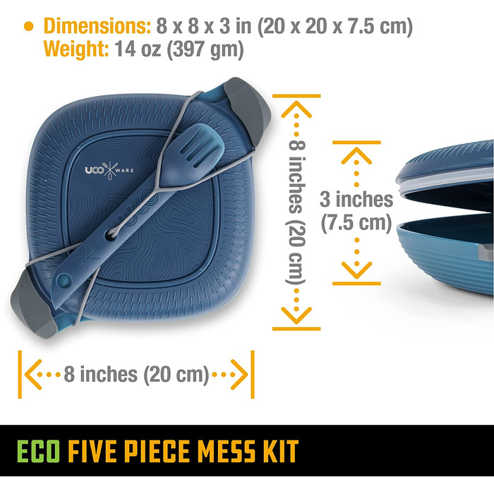 Набір для кемпінгу з 5 предметів, перероблений UCO ECO, з мискою, тарілкою і вимикачем, похідною виделкою