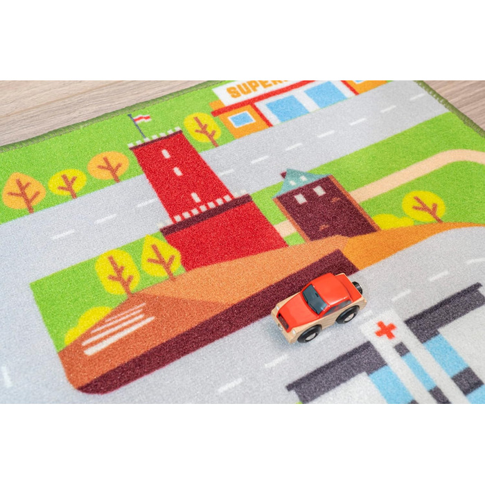 Ігровий килимок - Ігровий килимок для дитячої кімнати, Дитячий ігровий килимок, Дитячий килимок з вуличками, Дитячий ігровий килимок, Обери своє місто - 100x150 см (Білефельд)