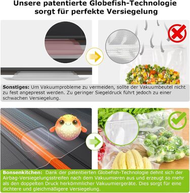 Вакууматор Bonsenkitchen для продуктів, потужний вакуумний пакувальник (15л/хв) з вбудованим різаком та ручкою-фіксатором, чорний