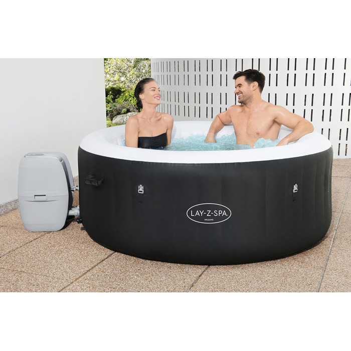 Надувний гідромасажний басейн-спа Bestway Lay-Z-Spa Miami AirJet Whirlpool для 2-4 осіб, 180 x 66 см, чорний