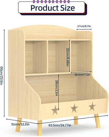 Дитяча полиця для іграшок та книг Garden 4 you, 3 відкриті полиці, 63x30x60 см (Білий/Бежевий)