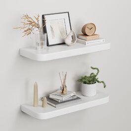 Набір полиць Wandregal 2 шт. з дерева – настінні полиці з прихованим кріпленням, білі, для вітальні, спальні, кухні, для книг та декору
