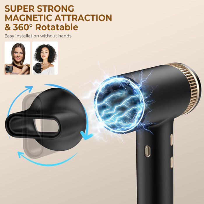 Мультистайлер для волосся 7 в 1 UKLISS Hairstyler Pro: фен, автоматична плойка, кругла щітка та вирівнювач для професійного стайлінгу, чорний