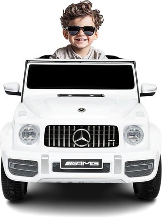 Дитячий електромобіль Mercedes G63 AMG ліцензійний, 12V, з пультом, MP3, білі двері