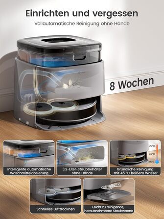 Робот-пилосос LEFANT M3 MAX: 6000Pa, вологе прибирання, лазерна навігація, антизаплутування, керування через додаток та Alexa, для тварин та килимів