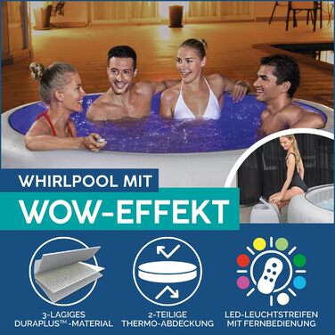 Надувний джакузі Bestway Lay-Z-Spa Paris AirJet з LED-підсвіткою для 6 осіб, 196 x 66 см