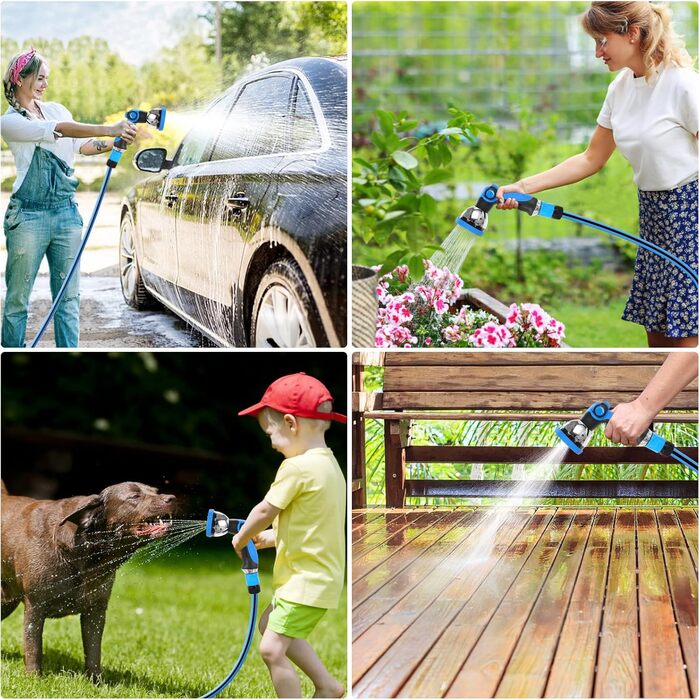 Himimi автоматичний водяний шланг 30м + 2м настінна коробка, поворот на 180°, ролики для саду, автоматичний з 10-в-1 розпилювачем, кріплення на стіну для поливу