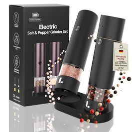 Електрична мельниця для перцю та солі LUNARIA [PREMIUM] – набір, перезаряджувана, регулювання помелу, високоякісний дизайн для кухні та столу