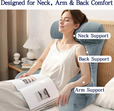 Підголовник для ліжка Tinuniyaa: великий, з підлокітниками для спини, для читання, відпочинку та перегляду телевізора