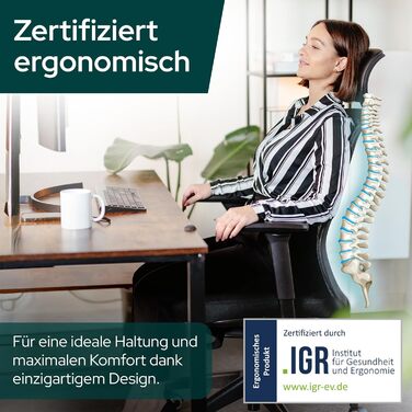 Офісний стілець SCHEKKA® Ергономічний - Індивідуально регульований, з підтримкою попереку, 3D підлокітники та дихаюча сітка - Макс. 150 кг (Без підголовника, Чорний/Червоний)