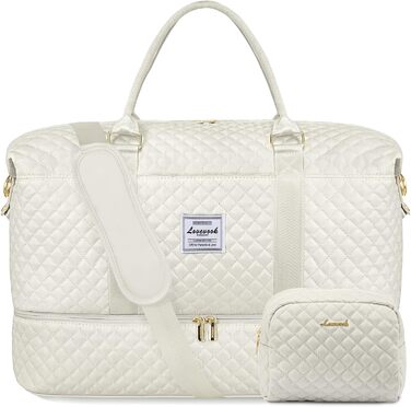 Спортивна сумка LOVEVOOK для жінок, велика дорожня сумка-мішок, дорожня сумка на вихідні, дорожня сумка з косметичкою, ручна сумка, сумка для взуття, клінічна сумка, сумка для пологового будинку, водонепроникна (L-2шт, Бежевий)