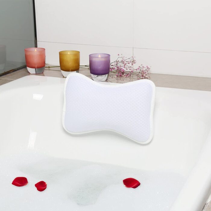 Подушка для ванни CoastaCloud з 2 присосками, подушка для шиї з поліестеру, швидка сушка, легка чистка, зручні подушки для ванни, (білий)