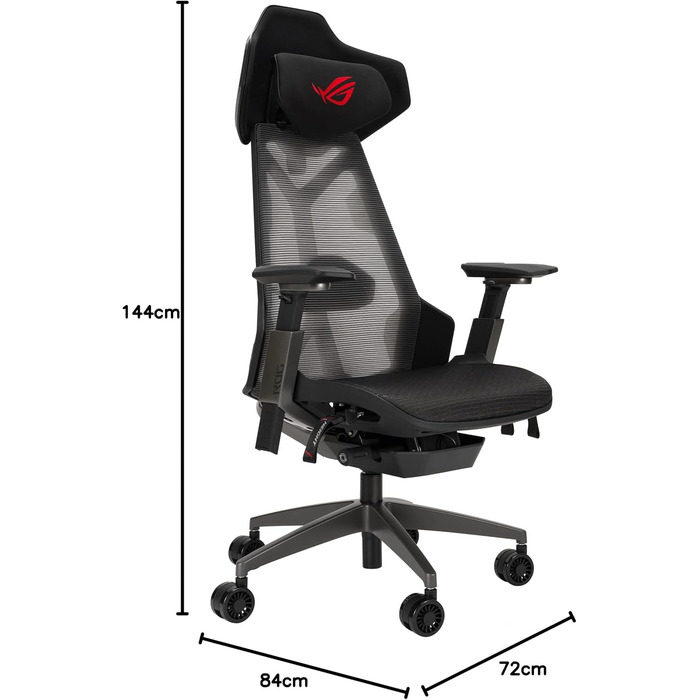 Ігровий крісло ASUS ROG Destrier Ergo (чорний) з регульованими підлокітниками та підтримкою попереку