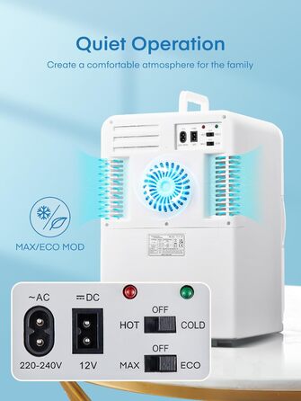 MINI холодильник NORTHCLAN 15L 2в1 з охолодженням та нагріванням, 12V/220V, для авто, офісу, кімнати, чорний, Max/Eco режим