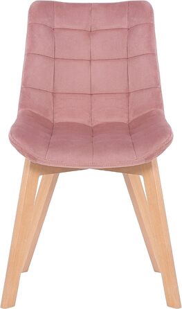 Набір з 2 стільців для обідньої зони Passaic, м'яке оксамитове сидіння, ергономічний дизайн, захист для підлоги, до 150 кг, рожевий колір