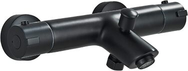 Змішувач для ванни з термостатом, чорний, настінний монтаж - універсальний для ванни та умивальника