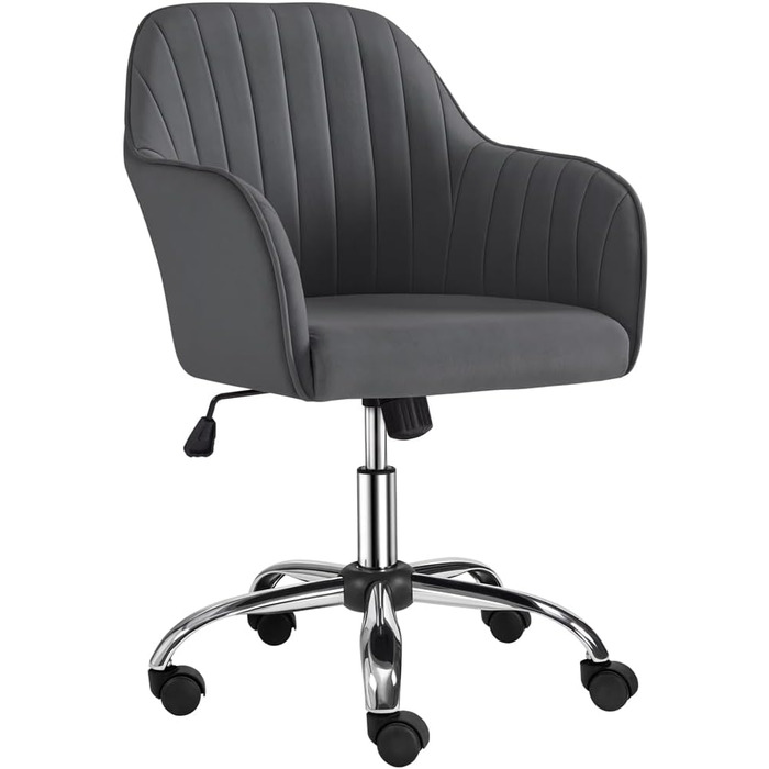 Крісло Yaheetech для дому та офісу: регульоване, обтягнуте велюром, до 136 кг, темно-сіре