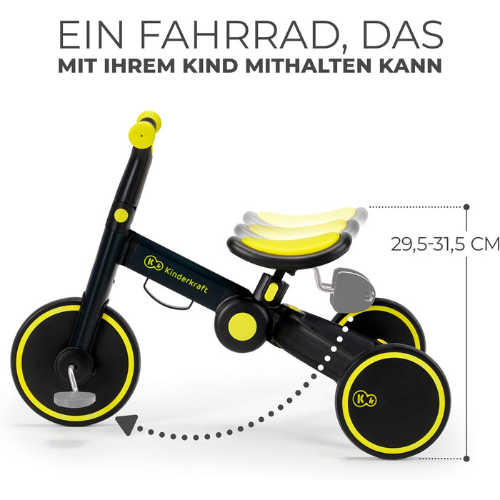Триколісний велосипед Kinderkraft 4TRIKE 3в1: біговел, самокат, велосипед, чорний (12 міс - 5 років)