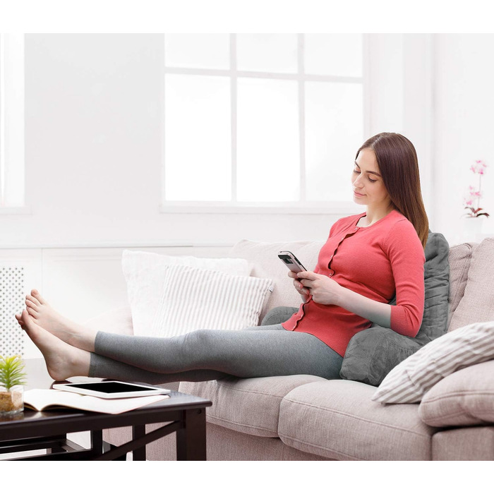 Подушка для читання Clara Clark з підлокітниками для дітей та дорослих – преміум подушка з піною з пам'яті для перегляду телевізора та сидіння в ліжку – сіра, середнього розміру