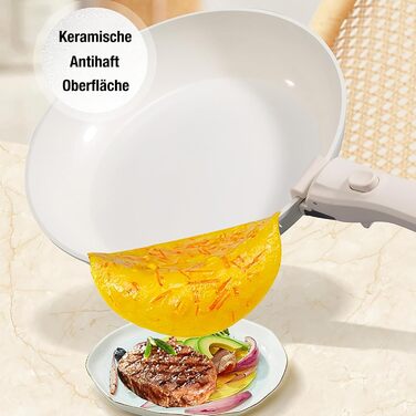 Набір кухонного посуду 11 предметів з антипригарним покриттям, знімні ручки, рожевий. Підходить для індукційних, газових плит, духовки та посудомийної машини. Без PFAS.