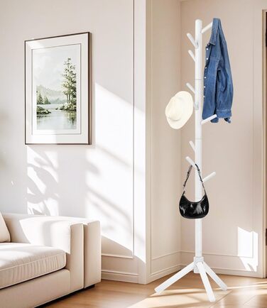 Підвісна шафа для одягу з бука, 9 гачків, 3 положення по висоті, білий колір