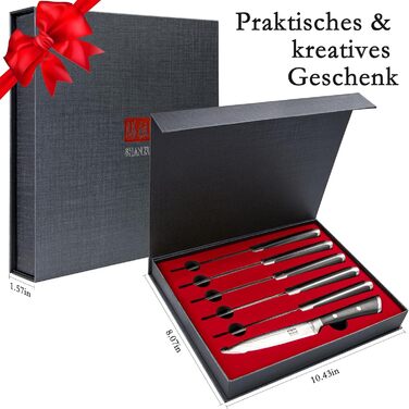 Набір кухонних ножів SHAN ZU з бруском, 14 предметів. Професійний німецький кухонний набір ножів з точильним бруском, чорний.