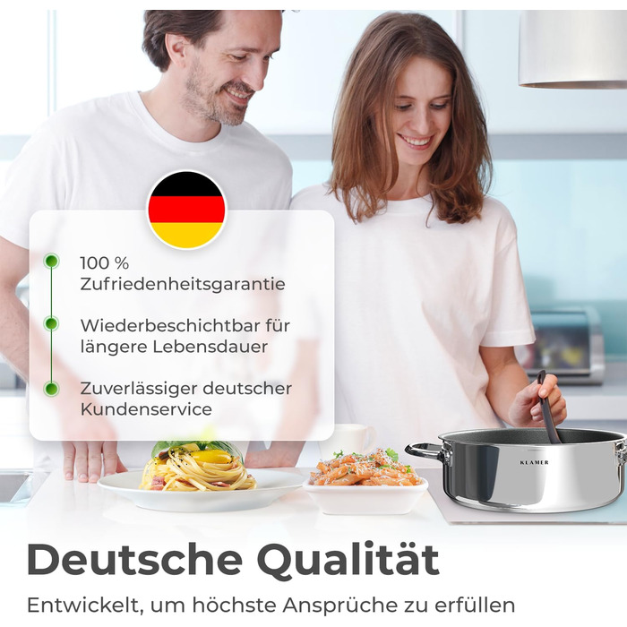 KLAMER Сковорода-гриль індукційна 28 см, сковорода для тушкування та стейків з нержавіючої сталі