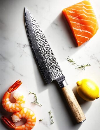 Японський ніж Сантоку 18 см з VG-10 сталі Дамаск, професійний кухонний ніж, ідеальний для дому та як подарунок