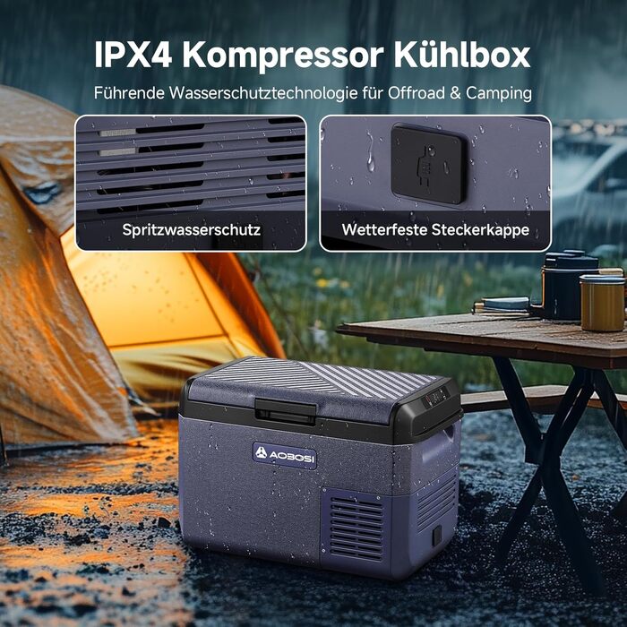 Автомобільний холодильник AAOBOSI 25л компресорний: 12/230V, -20°C до +20°C, водонепроникний (IPX4) для авто, кемпінгу, подорожей
